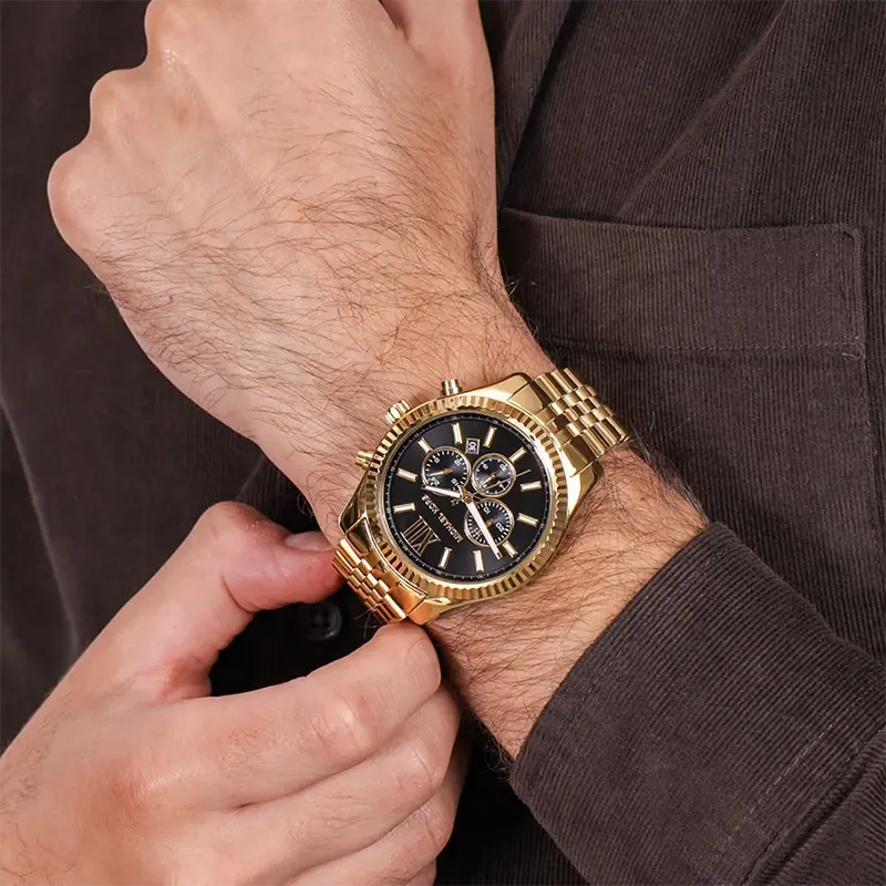 Michael Kors Lexington Gold-tone Black Dial Men's Watch- MK8286